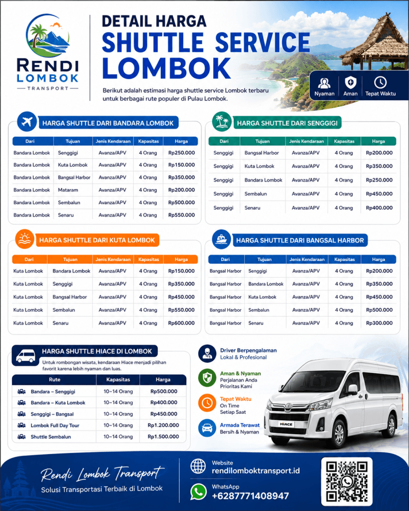 Harga Shuttle Service Lombok 2026