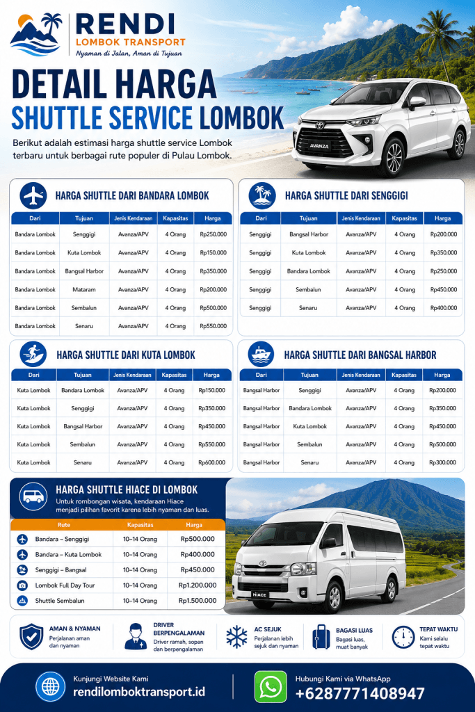 Harga Shuttle Service Lombok