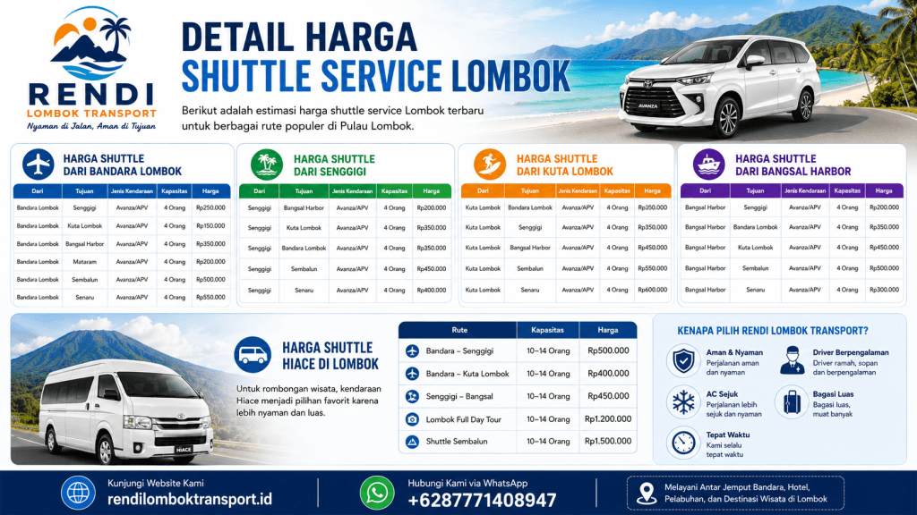 Harga Shuttle Service di Lombok